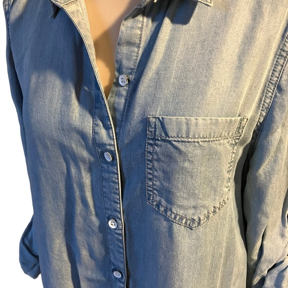 BEACH LUNCH LOUNGE Button Front Denim Shirt Dress Pockets Size Medium - Picture 5 of 11